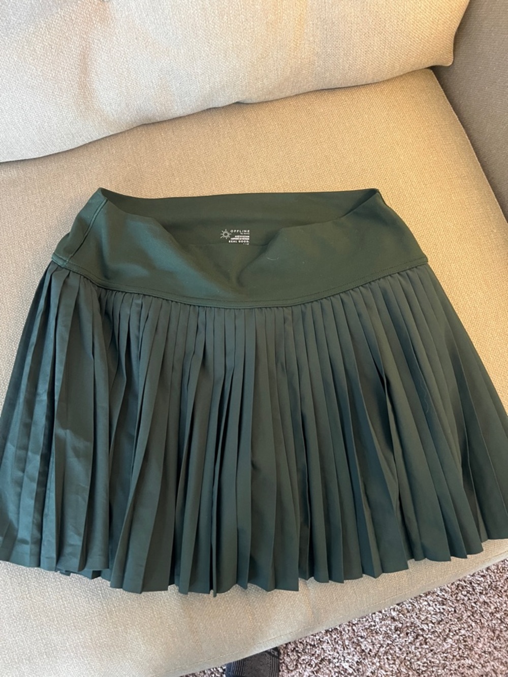 aerie Forest Green Pleated women’s tennis active skirt Large L